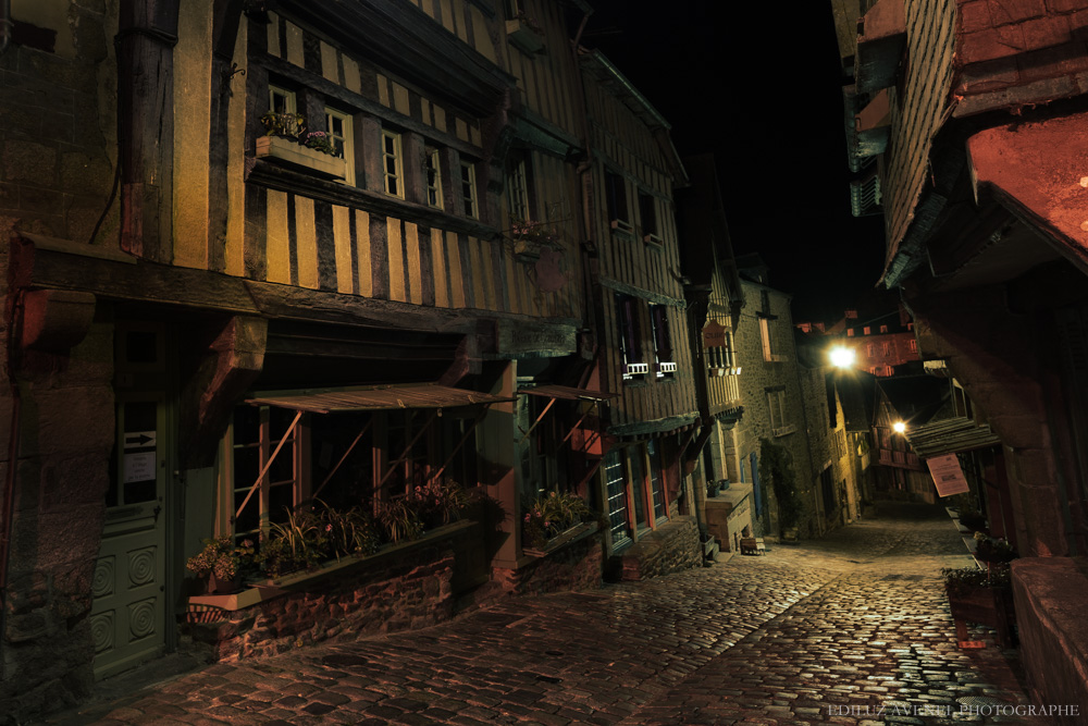 Dinan, paysage de nuit, patrimoine, vieille ville, médiévale, ambiance de nuit, Normandie, Bretagne